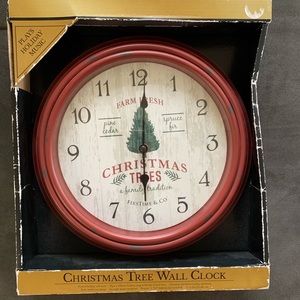 Christmas Tree Wall Musical Rustic Wall Clock